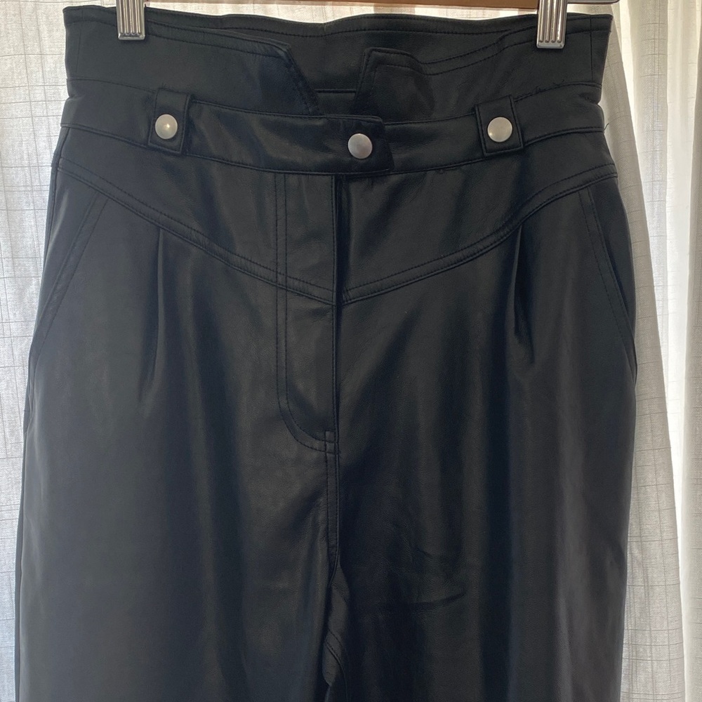 Black Faux Leather High-Waist Pants